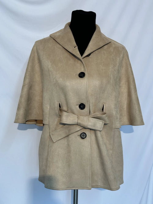 Belted Vegan Suede Capelette Jacket