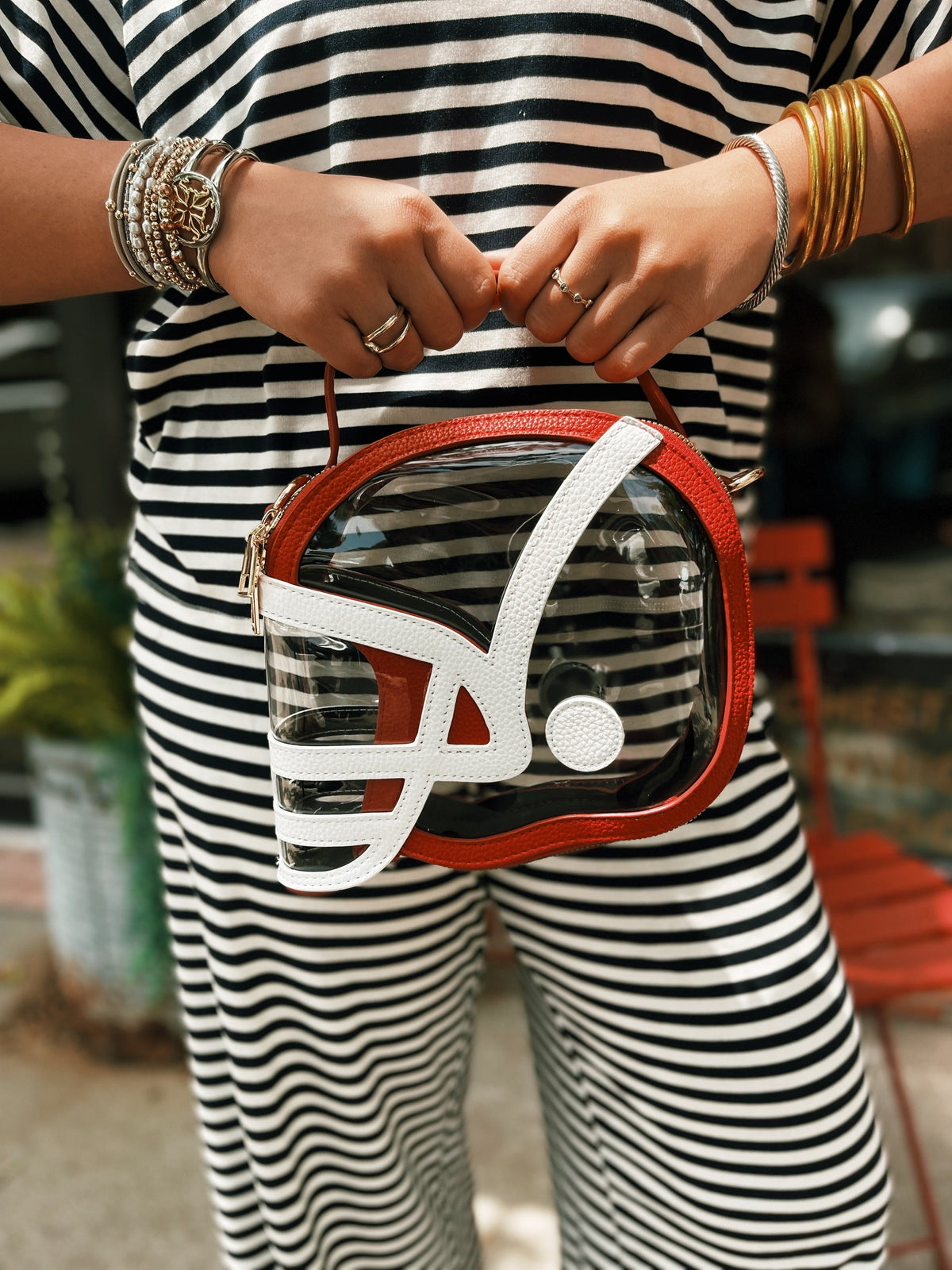 Football Helmet Shaped Crossbody Handbag