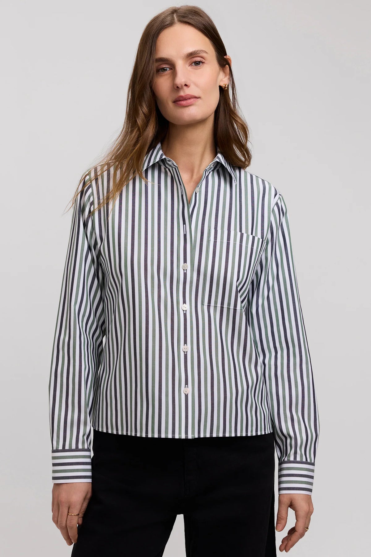 Jodie No Iron Pinpoint Stripe Long Sleeve Shirt