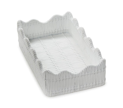White Scalloped Edge Guest Napkin/Towel/Utensil Holder