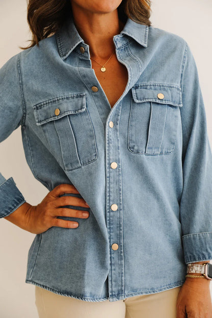 The Birdie Top-Denim