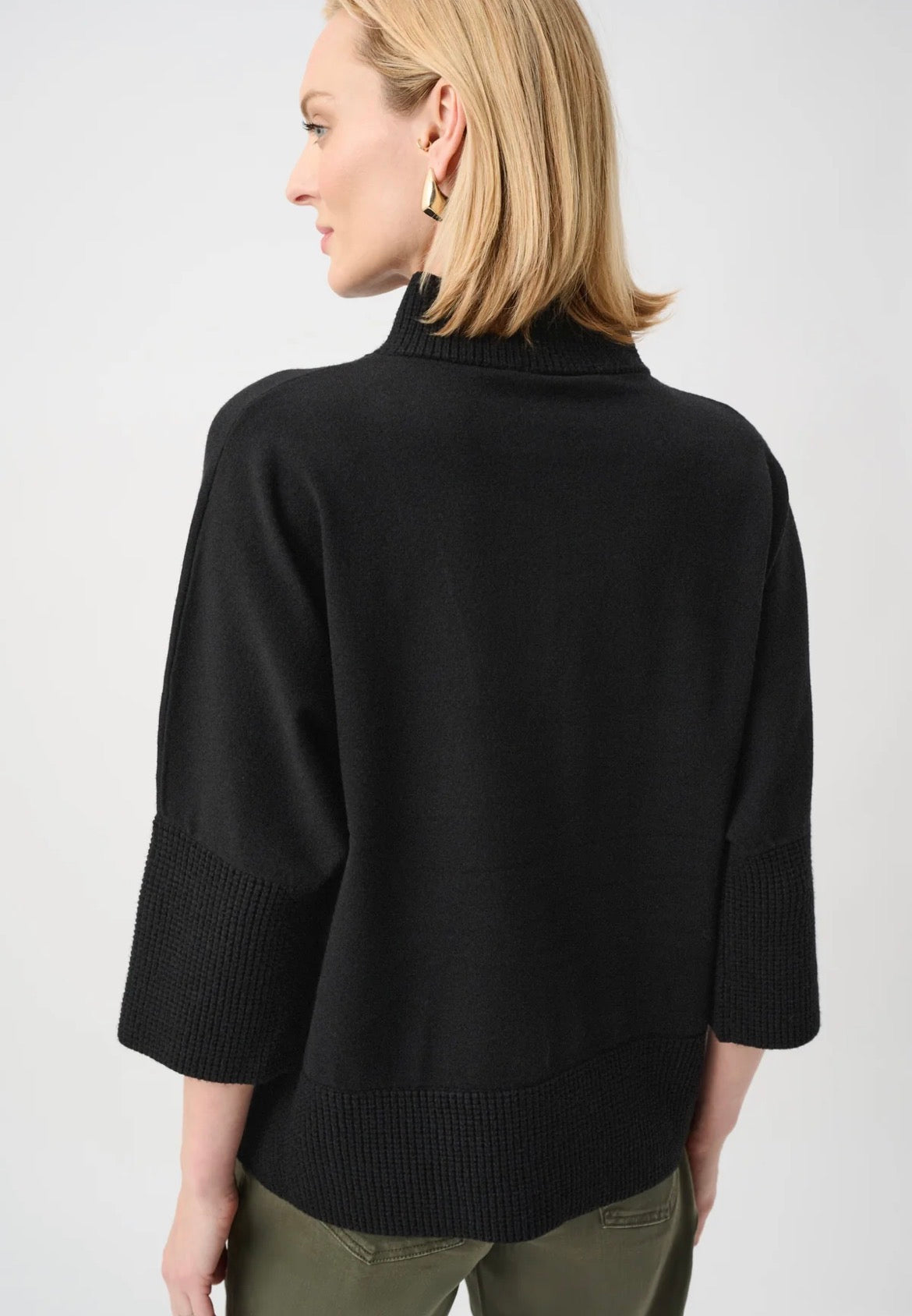 Ribbed Trim Half-Zip Pullover