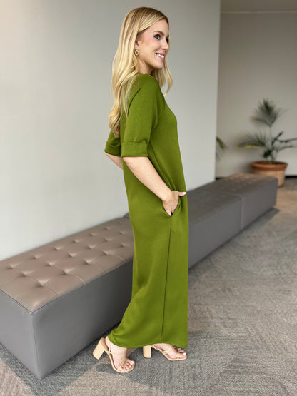 Scuba Midi Dress-Kiwi