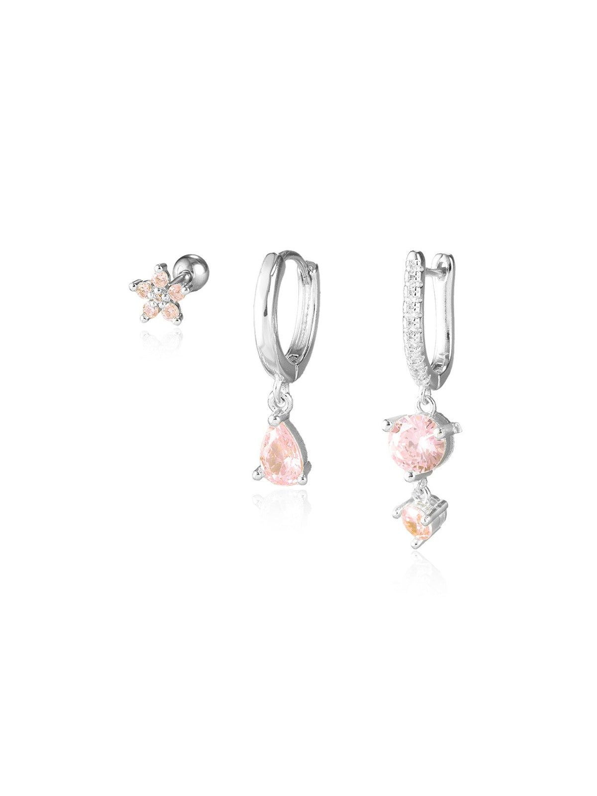 KOSINER 925 Sterling Silver Romantic Pink 3-Piece Set