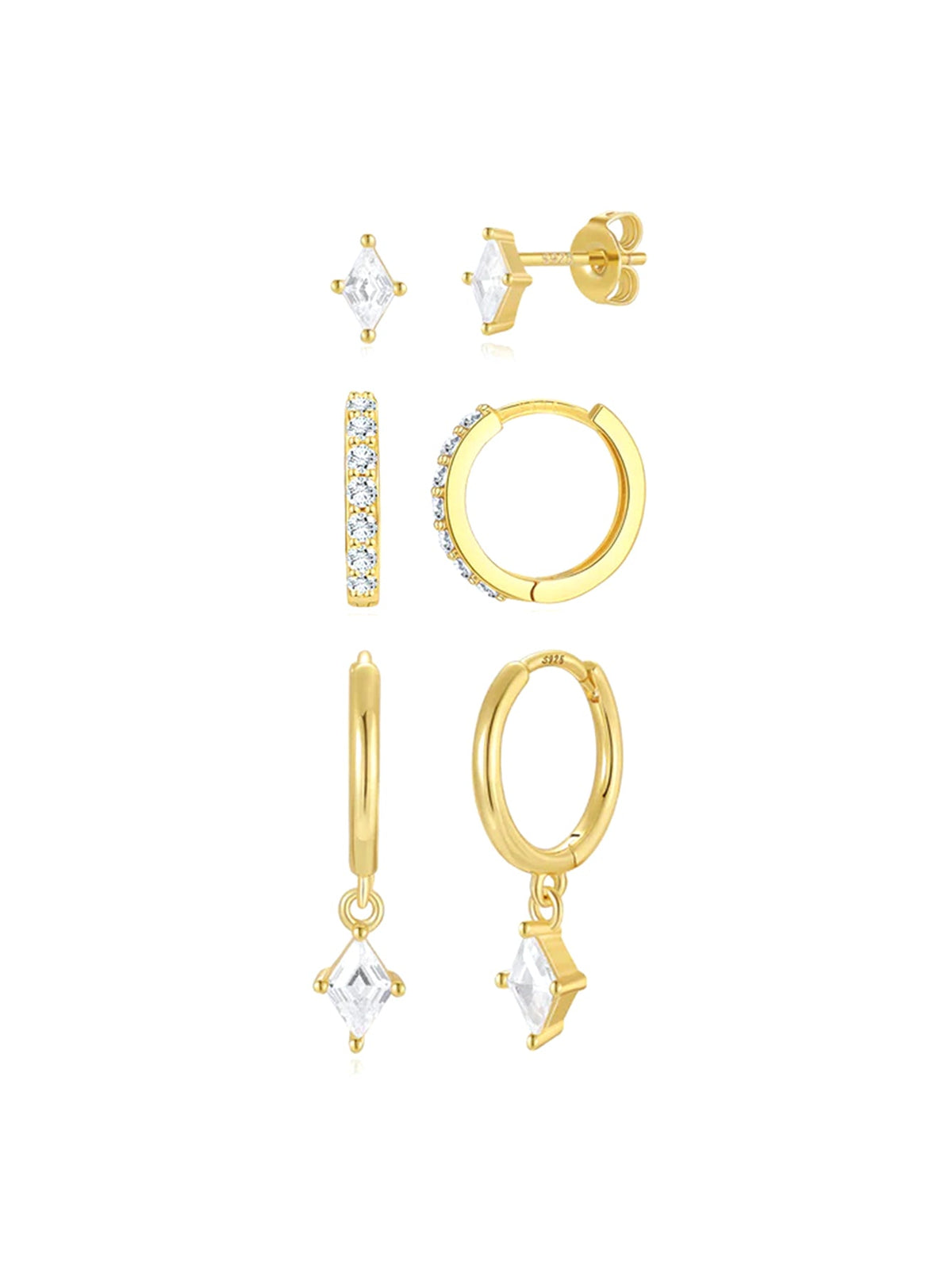 KOSINER 18K gold-plated Delicate Rhombus 3-Piece Set
