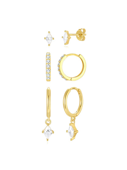 KOSINER 18K gold-plated Delicate Rhombus 3-Piece Set