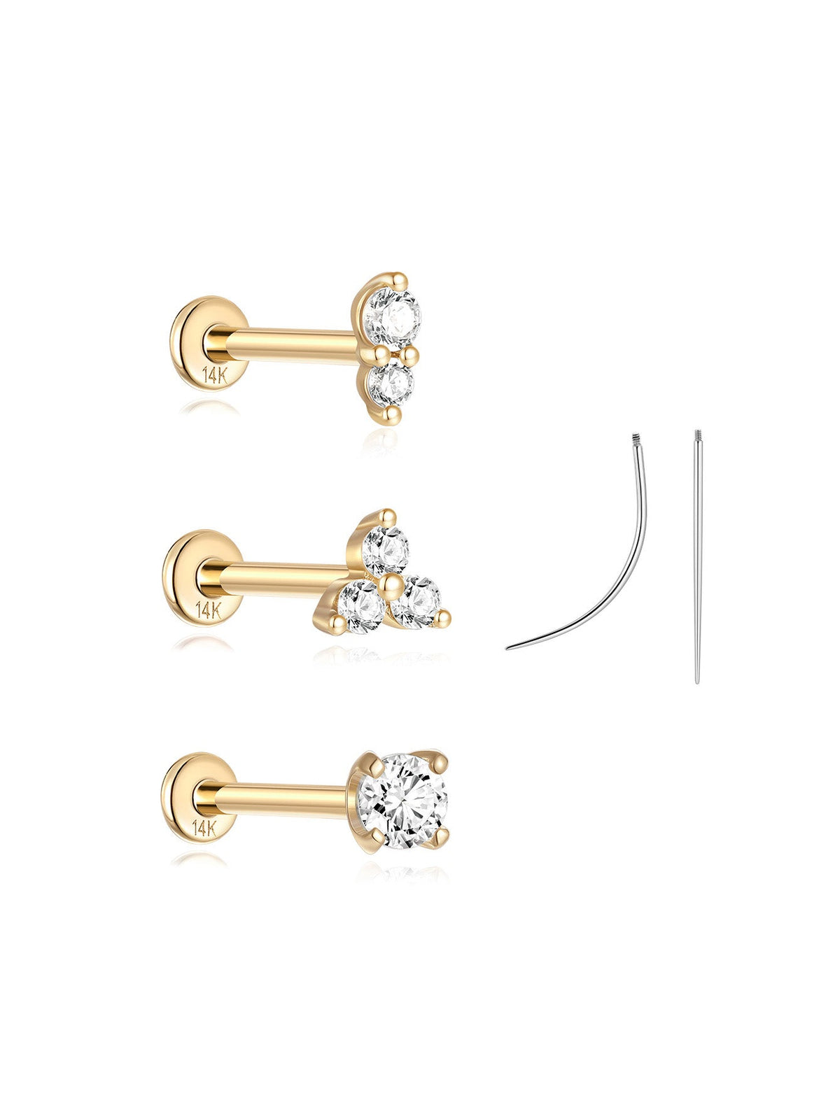 KOSINER 14K Solid Gold Minimalist Versatile Starter Set