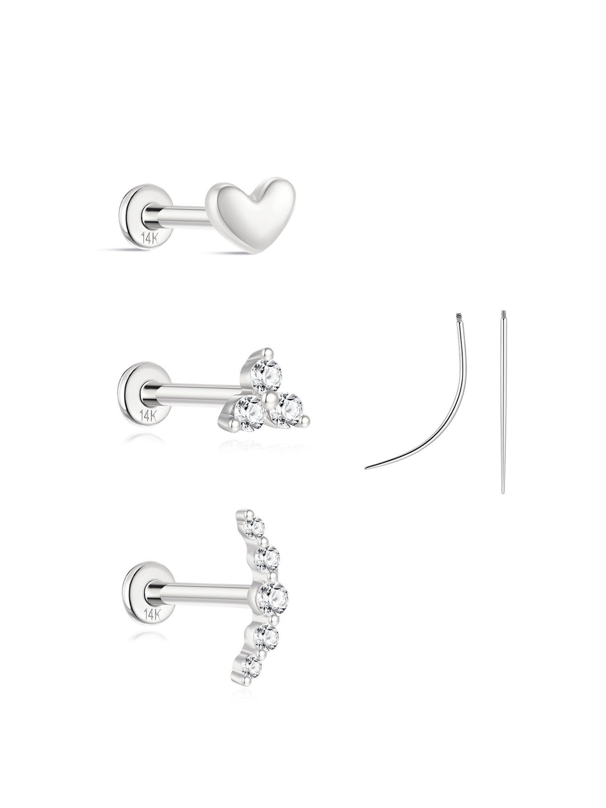 KOSINER 14K Solid Gold Minimalist Versatile Stud Set