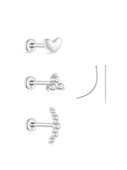 KOSINER 14K Solid Gold Minimalist Versatile Stud Set