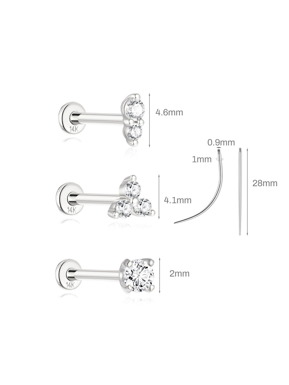 KOSINER 14K Solid Gold Minimalist Versatile Starter Set