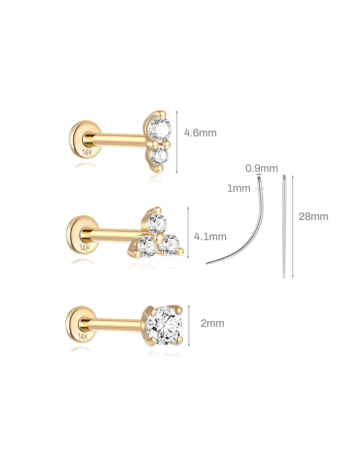 KOSINER 14K Solid Gold Minimalist Versatile Starter Set