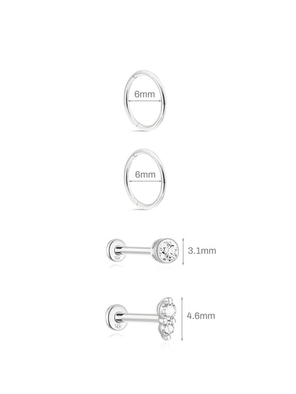 KOSINER 14K Solid Gold Minimalist Everyday 4-Piece Set