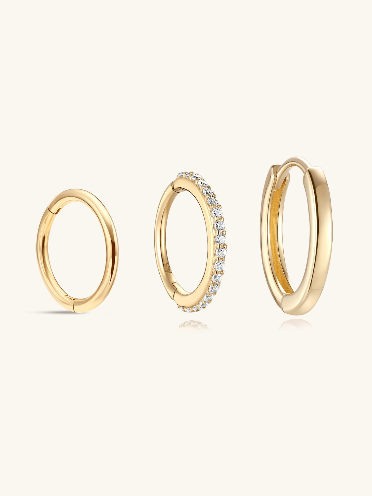KOSINER 14K Solid Gold Classic Hoop Set