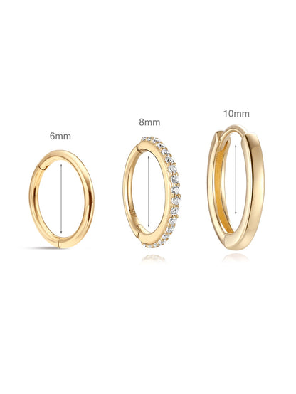 KOSINER 14K Solid Gold Classic Hoop Set