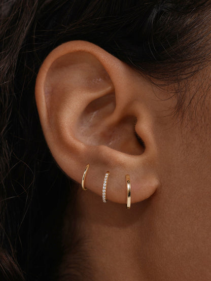 KOSINER 14K Solid Gold Classic Hoop Set