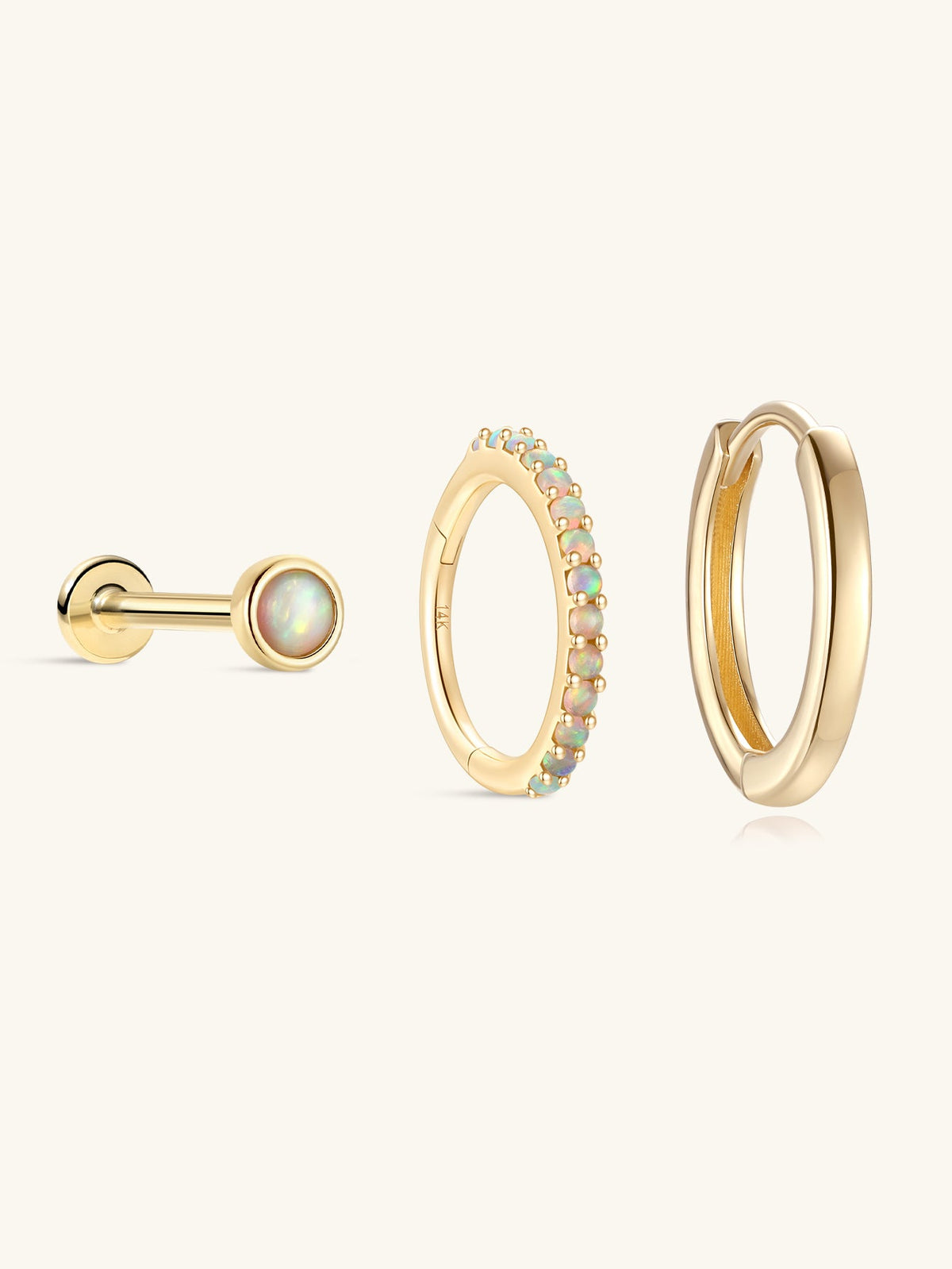 KOSINER 14K Solid Gold Delicate Opal Set