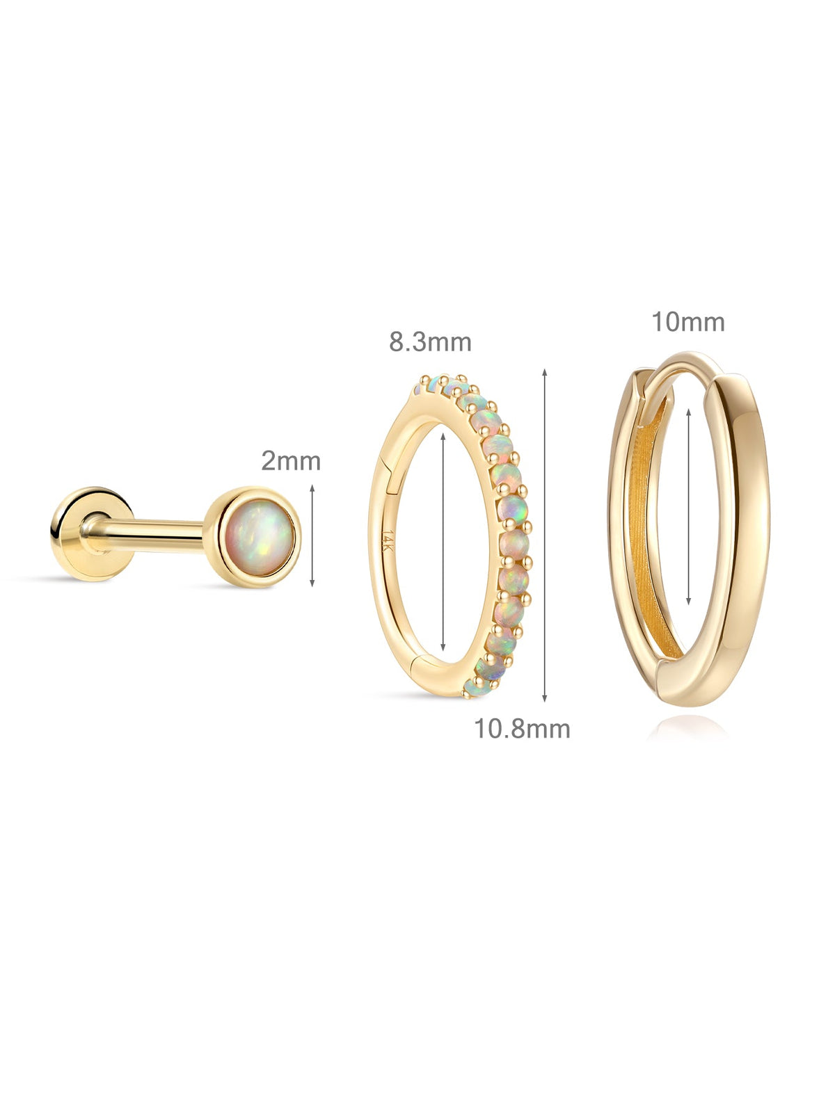 KOSINER 14K Solid Gold Delicate Opal Set