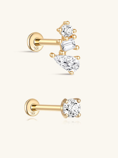 KOSINER 14K Solid Gold Versatile 2-Piece Set