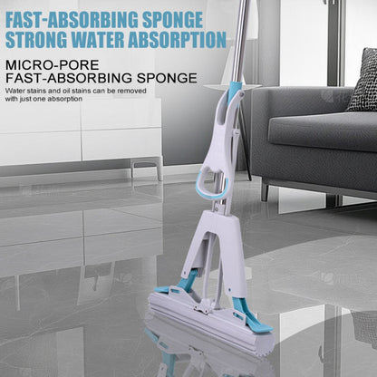 Double Squeeze Floor Sponge Mop – Hands-Free Lazy Cleaning Mop with Super Absorbent Sponge
