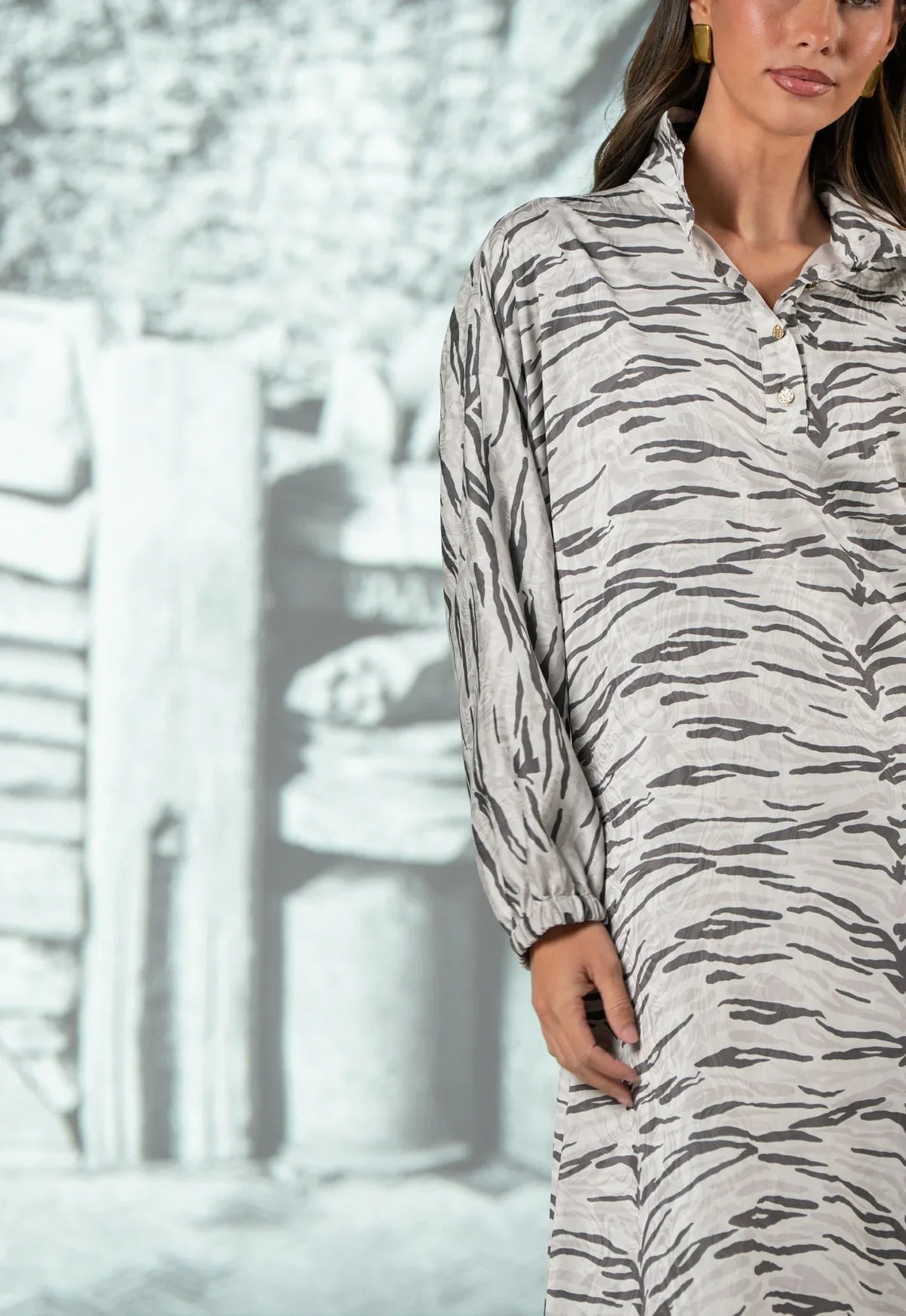 LONG-SLEEVE POPPY MAXI