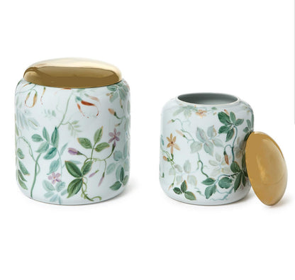 Floral Round Jar w Lid