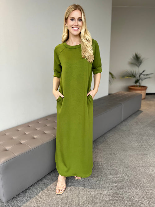 Scuba Midi Dress-Kiwi