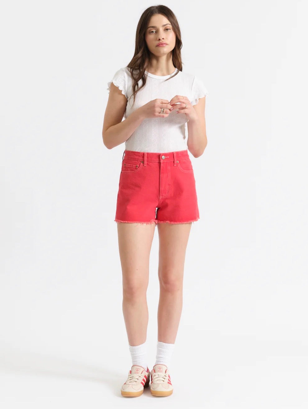 Trouble Maker Jean Shorts- Chili Pepper