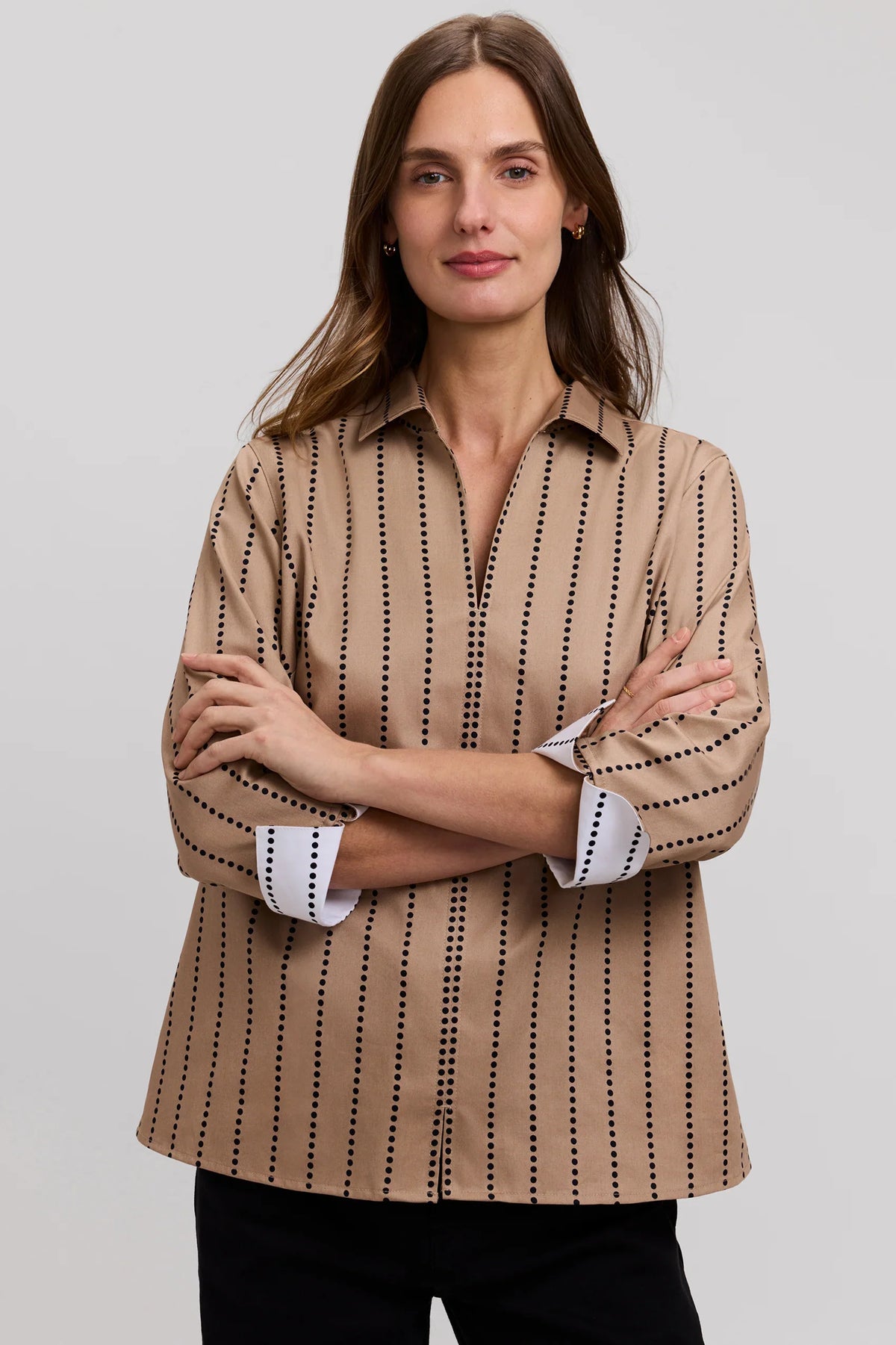 Agnes Dotted Stripe 3/4 Sleeve Shirt