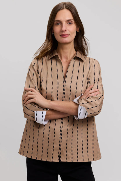 Agnes Dotted Stripe 3/4 Sleeve Shirt