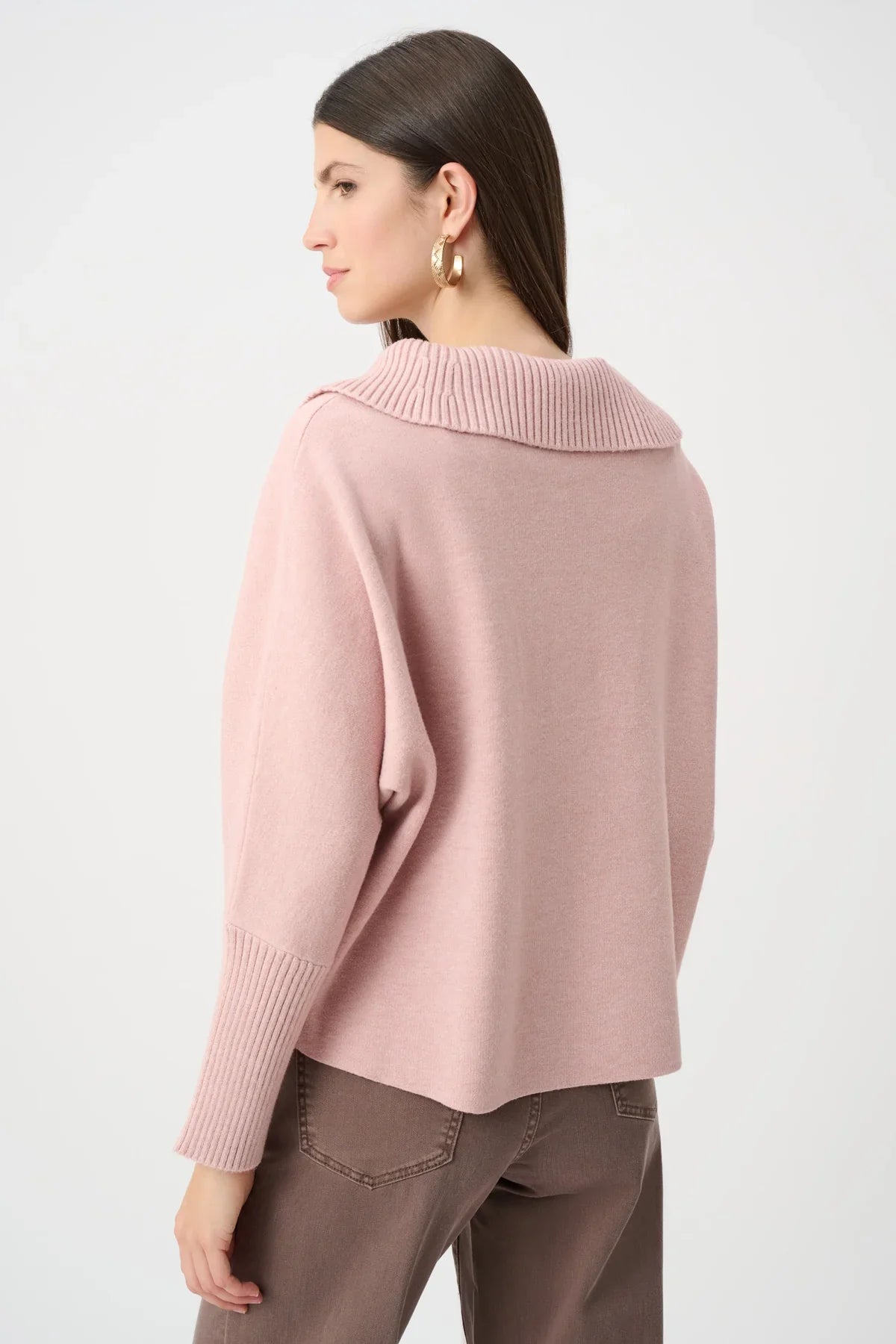 Button Shawl-Neck Knit Pullover