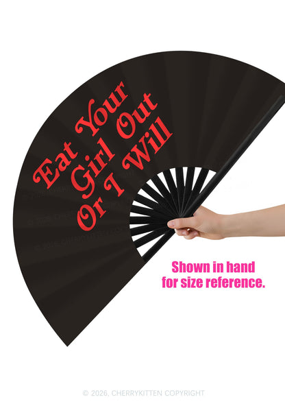 Eat Your Girl Out Y2K Rave Hand Fan Cherrykitten