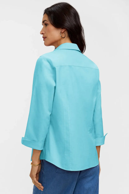 Taylor 3/4 Sleeve Shirt-Capri Blue