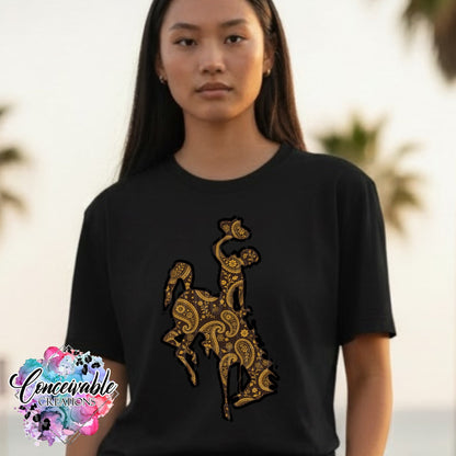 Wyoming Paisley Bucking Horse Tee