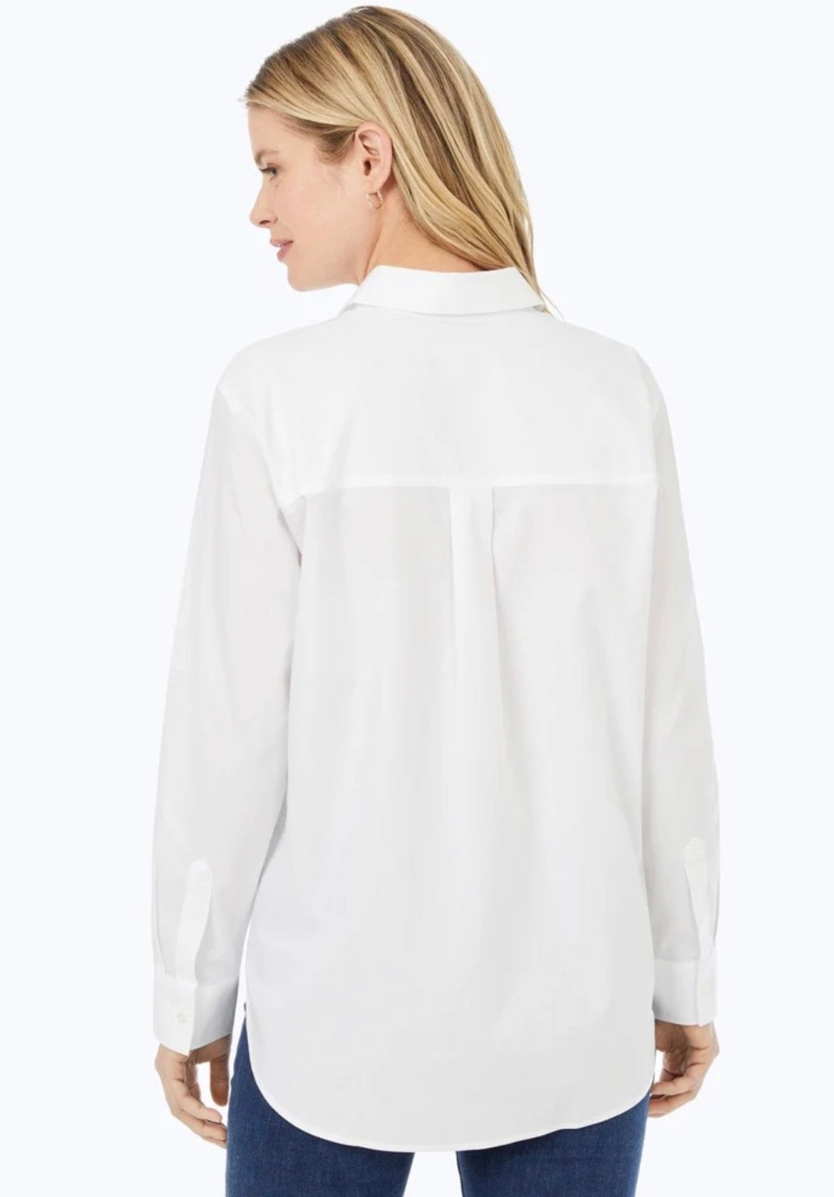 Boyfriend No Iron Pinpoint Long Sleeve Tunic