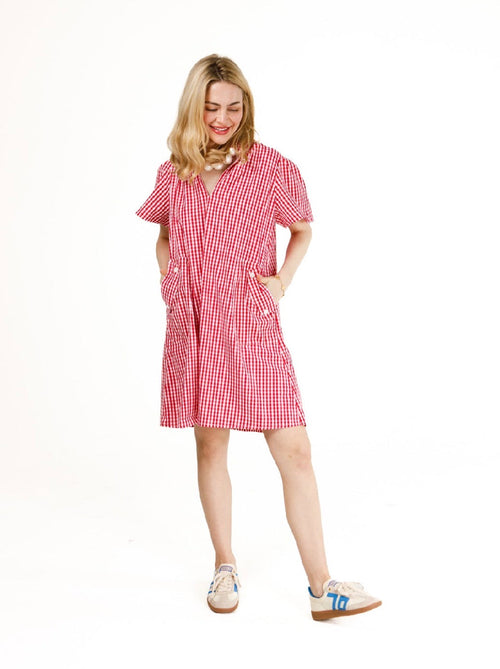 Brooke Dress-Gingham Red/White