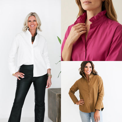 Long Sleeve Ruffle Collar Top