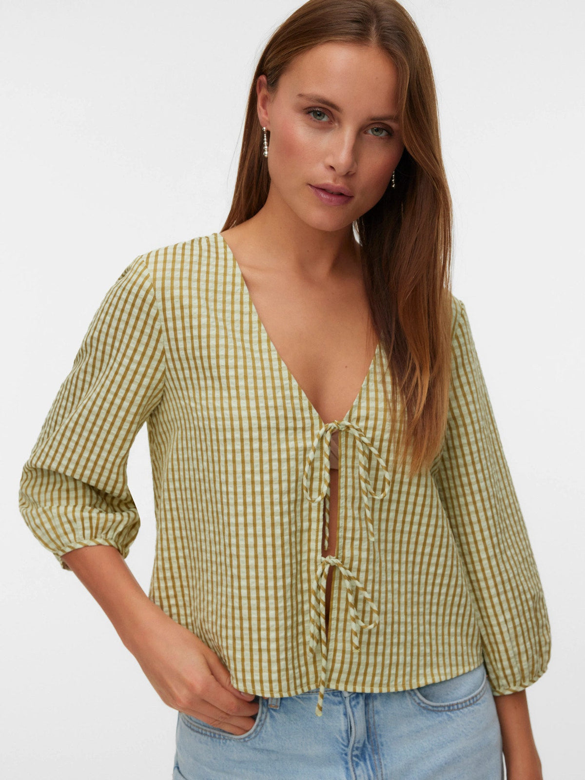 Camilla 3/4 Sleeve Tie-Front Top