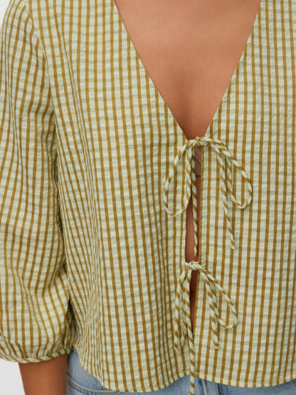 Camilla 3/4 Sleeve Tie-Front Top