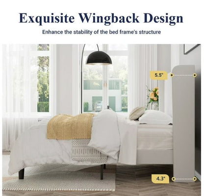Luxury Wingback Bed Frame – Tufted Velvet Platform Bed