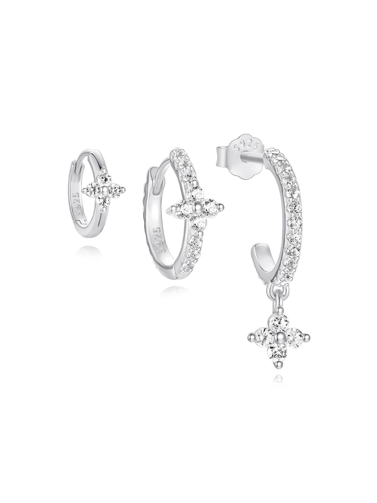 KOSINER 925 Sterling Silver Versatile Four-Petal Flower Set