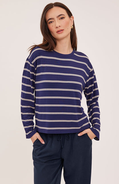 Indy Longsleeve Top - Navy Stripe