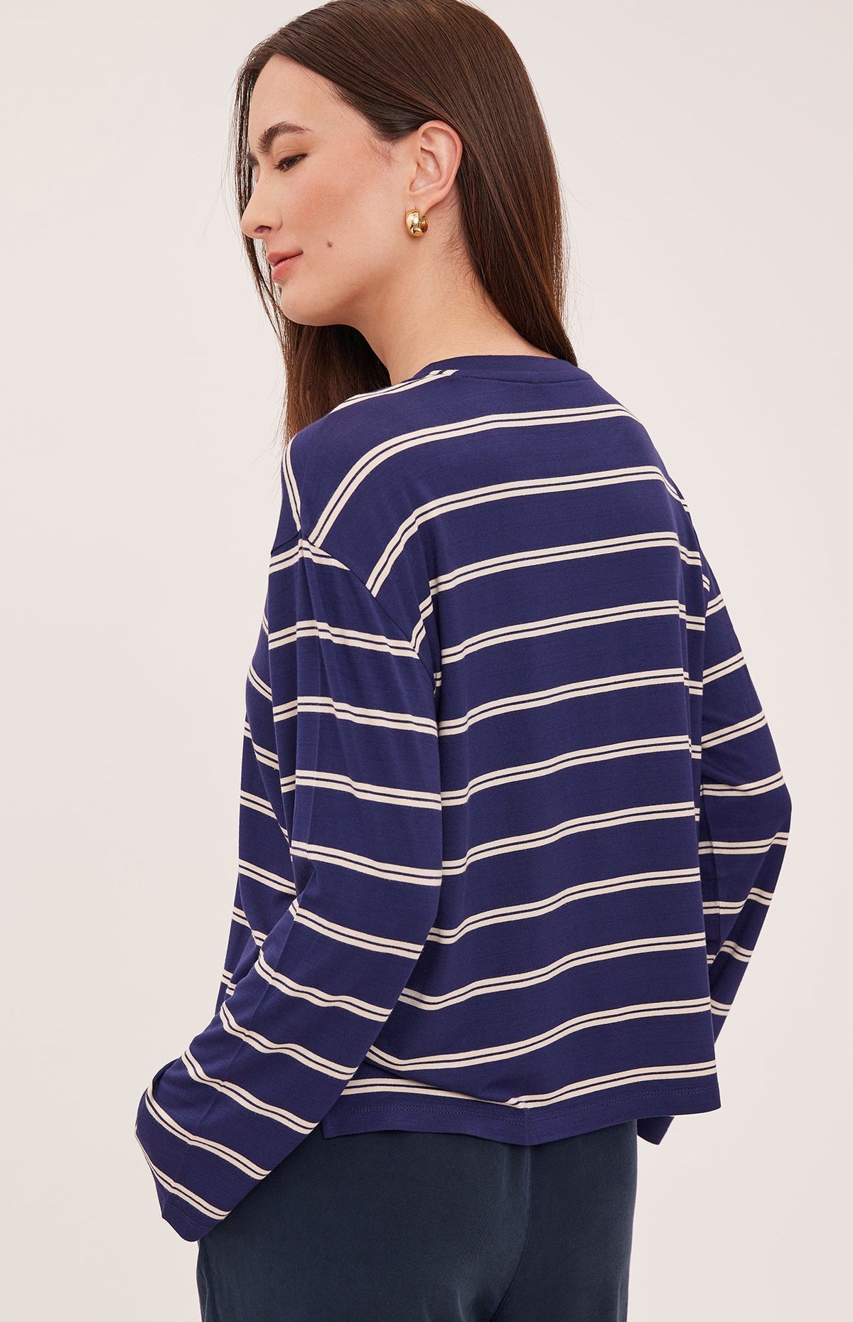 Indy Longsleeve Top - Navy Stripe