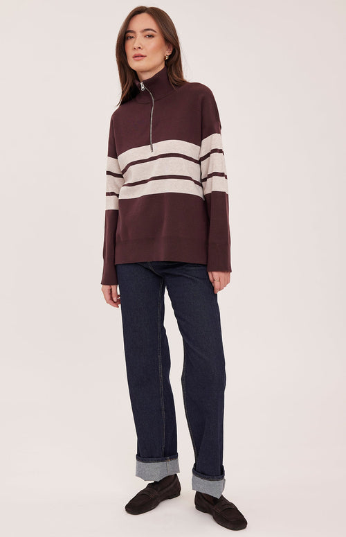 Idris Striped Sweater- Fig
