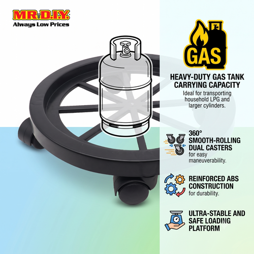 (MR.DIY) Plastic Round Roller Gas Cylinder Stand (34cm)