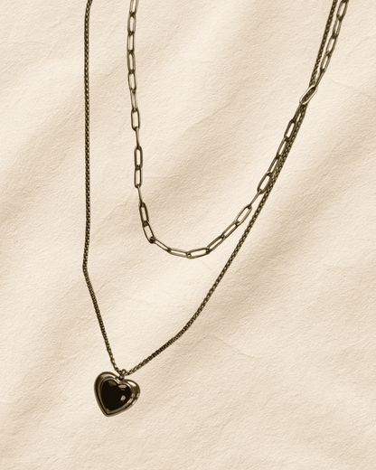 Black Heart Necklace Set