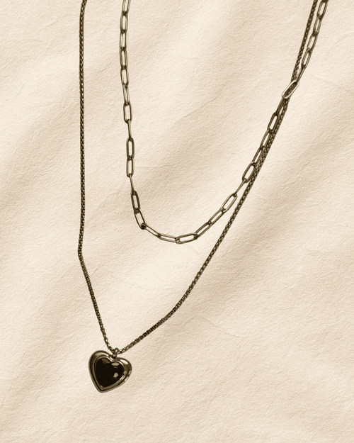 Black Heart Necklace Set
