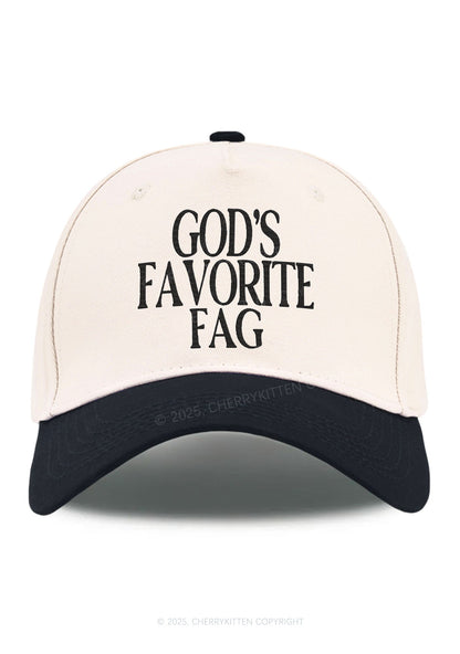 Embroidered Gods Favorite Fag Pride Y2K Color Block Baseball Cap Cherrykitten