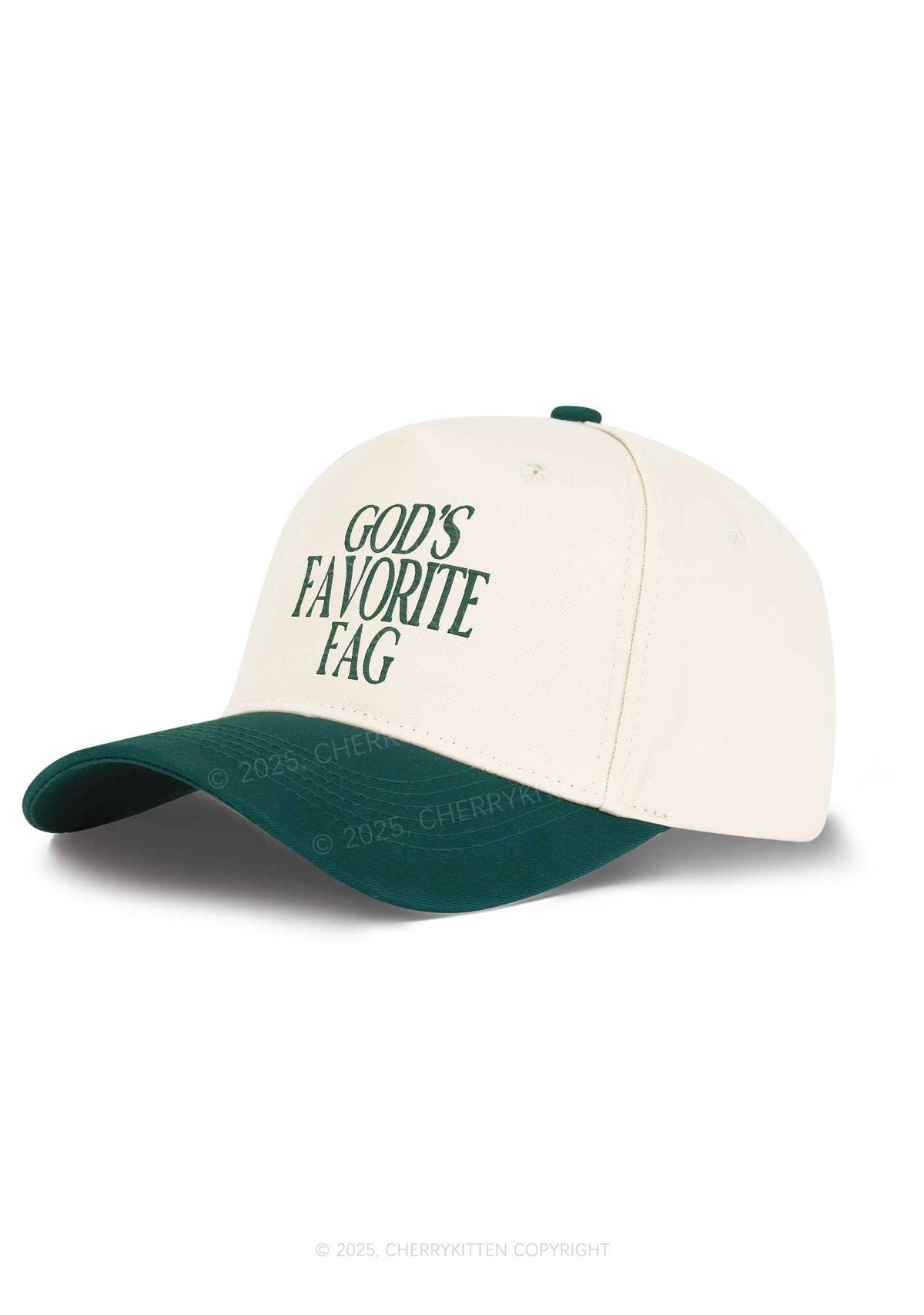 Embroidered Gods Favorite Fag Pride Y2K Color Block Baseball Cap Cherrykitten