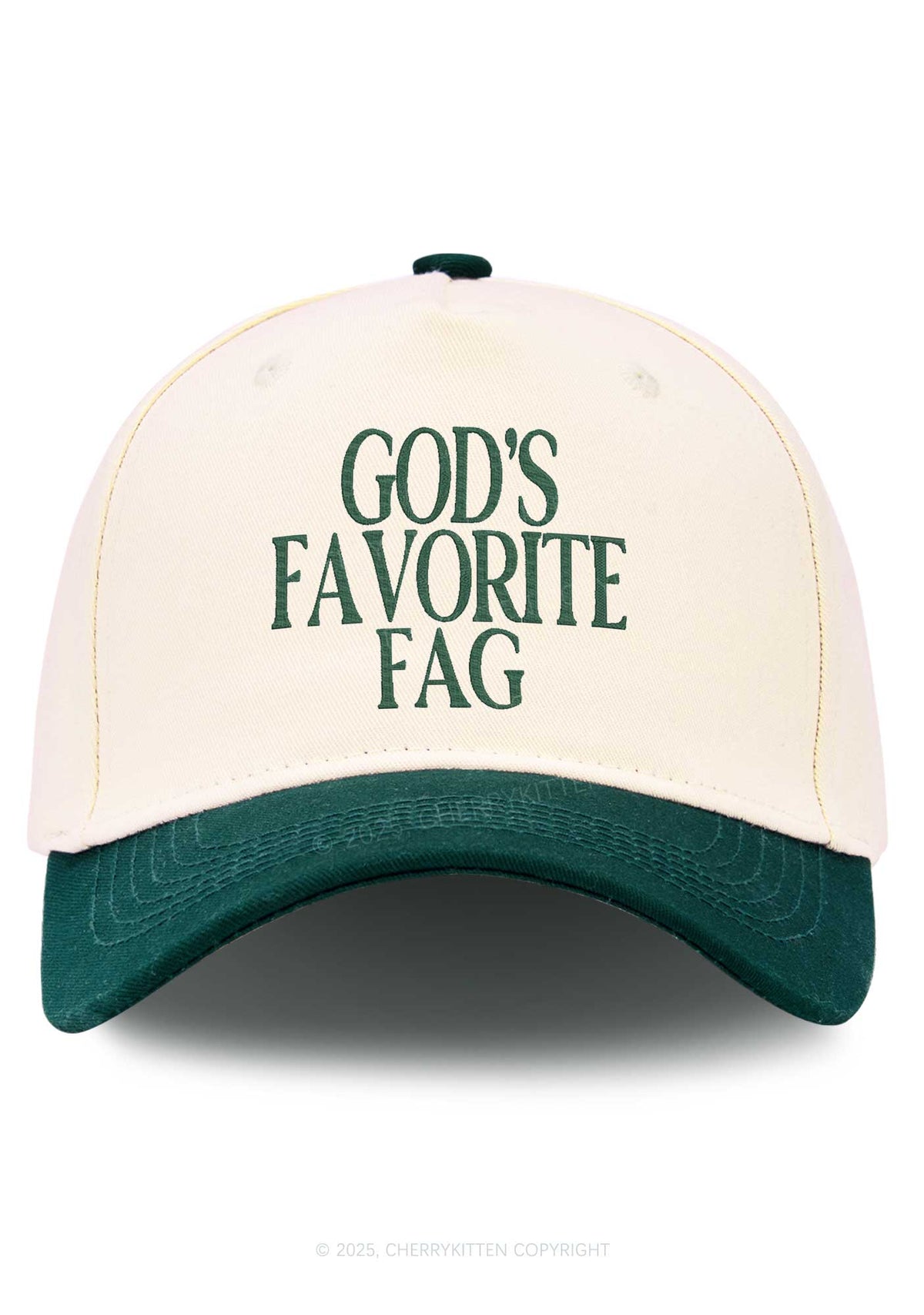 Embroidered Gods Favorite Fag Pride Y2K Color Block Baseball Cap Cherrykitten