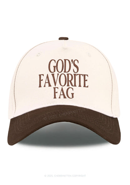 Embroidered Gods Favorite Fag Pride Y2K Color Block Baseball Cap Cherrykitten